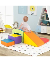 6 Pieces Foam Climbing Blocks Soft Play Climbing for Toddlers with Tunnel