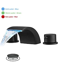 8 in. Widespread 2-Handle Bathroom Faucet With Led Light And Pop Up Drain in Matte Black