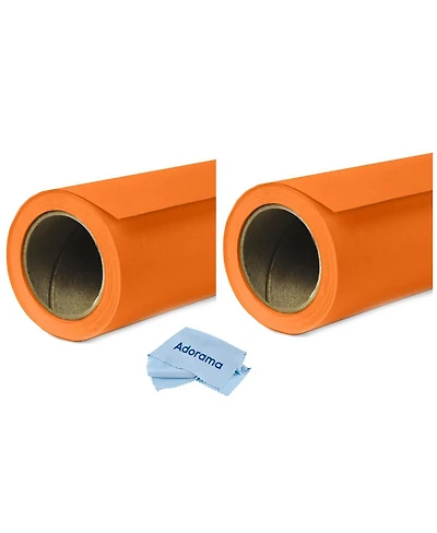 Savage 2 Pack Widetone Seamless Background Paper, 86" wide x 36' Orange, #24 - With Microfiber Cleaning Cloth