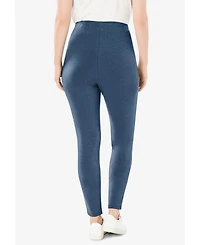 Woman Within Women's Within Stretch-Cotton Knit Pull-On Leggings