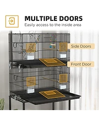 PawHut Double Stackable Bird Cage on Wheels w/ Sd for Canaries
