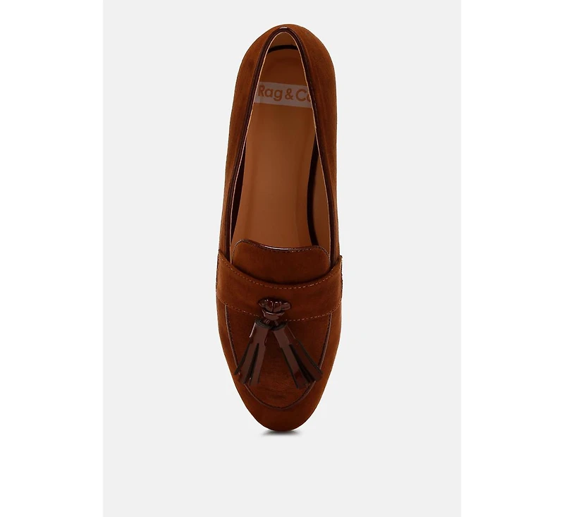 Folklore Micro Suede Tassel Womens Loafers Women