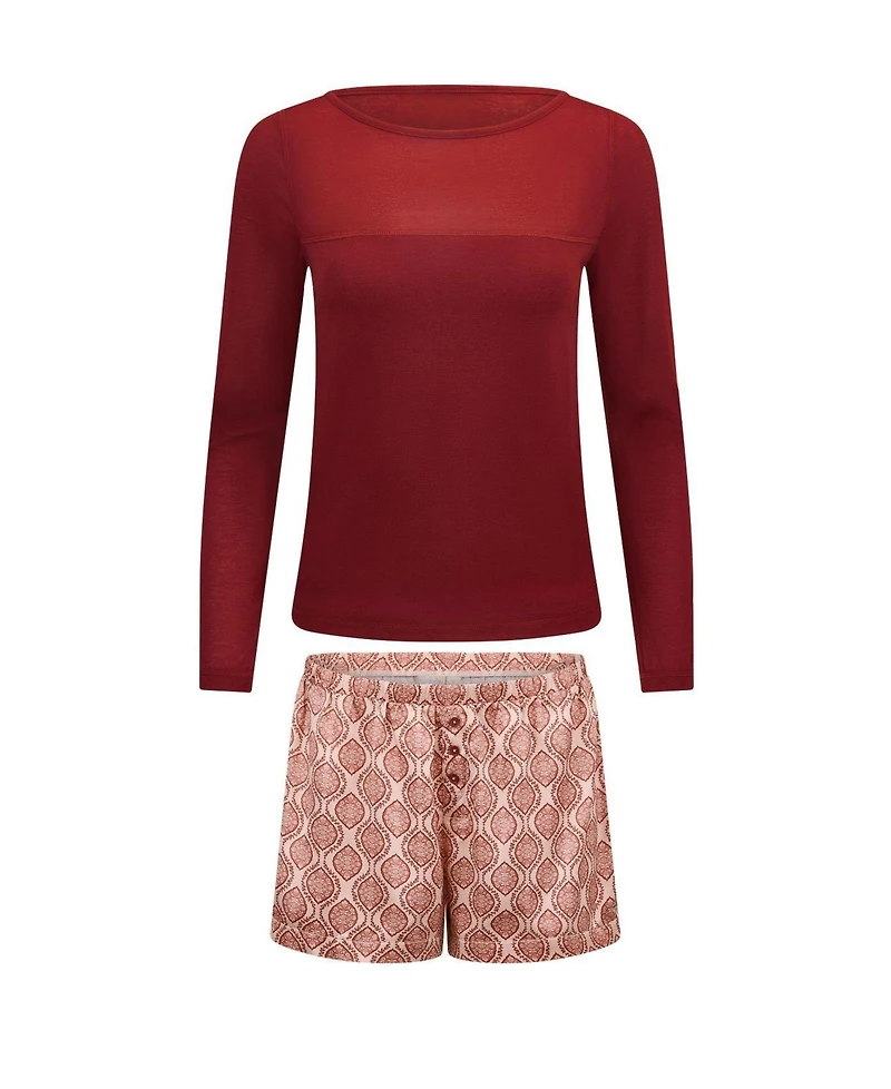 Adore Me Women's Mei Long Sleeve & Shorts Pajama Set
