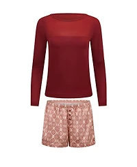 Adore Me Women's Mei Long Sleeve & Shorts Pajama Set