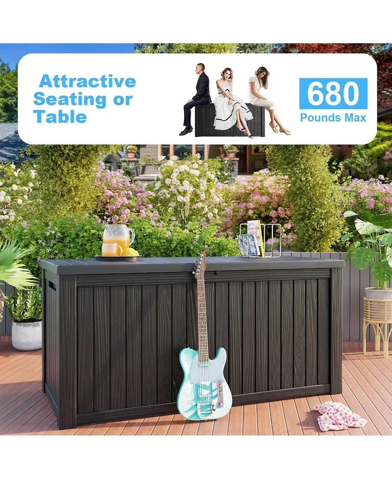 Chic Crate - StormArmor 180Gal LockPro Deck Box - Hurricane-Proof Hdpe Resin w/ QuadLock & UV360 Shield - Mega Outdoor Storage for Pool/Patio Tools