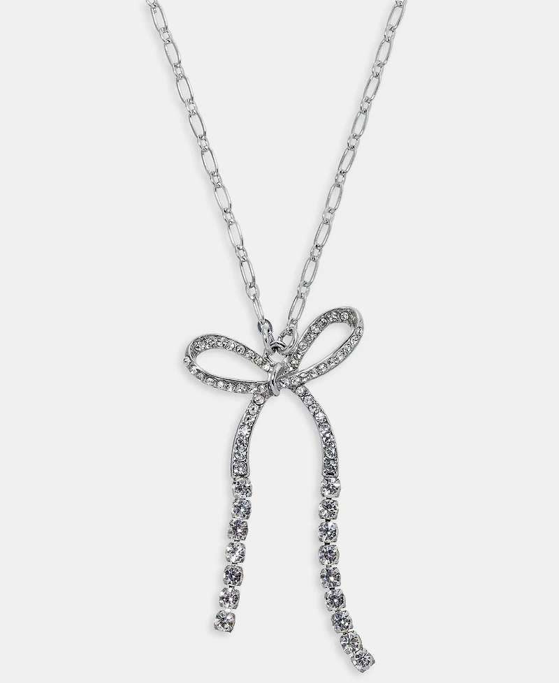 On 34th Crystal Bow Pendant Necklace, 22" + 2" extender, Macy's Exclusive