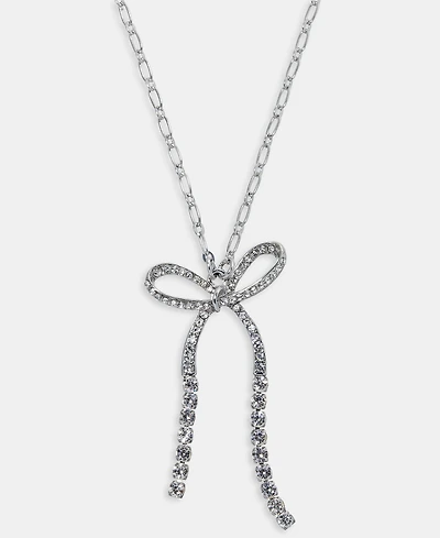 On 34th Crystal Bow Pendant Necklace, 22" + 2" extender, Macy's Exclusive