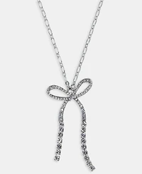 On 34th Crystal Bow Pendant Necklace, 22" + 2" extender, Macy's Exclusive