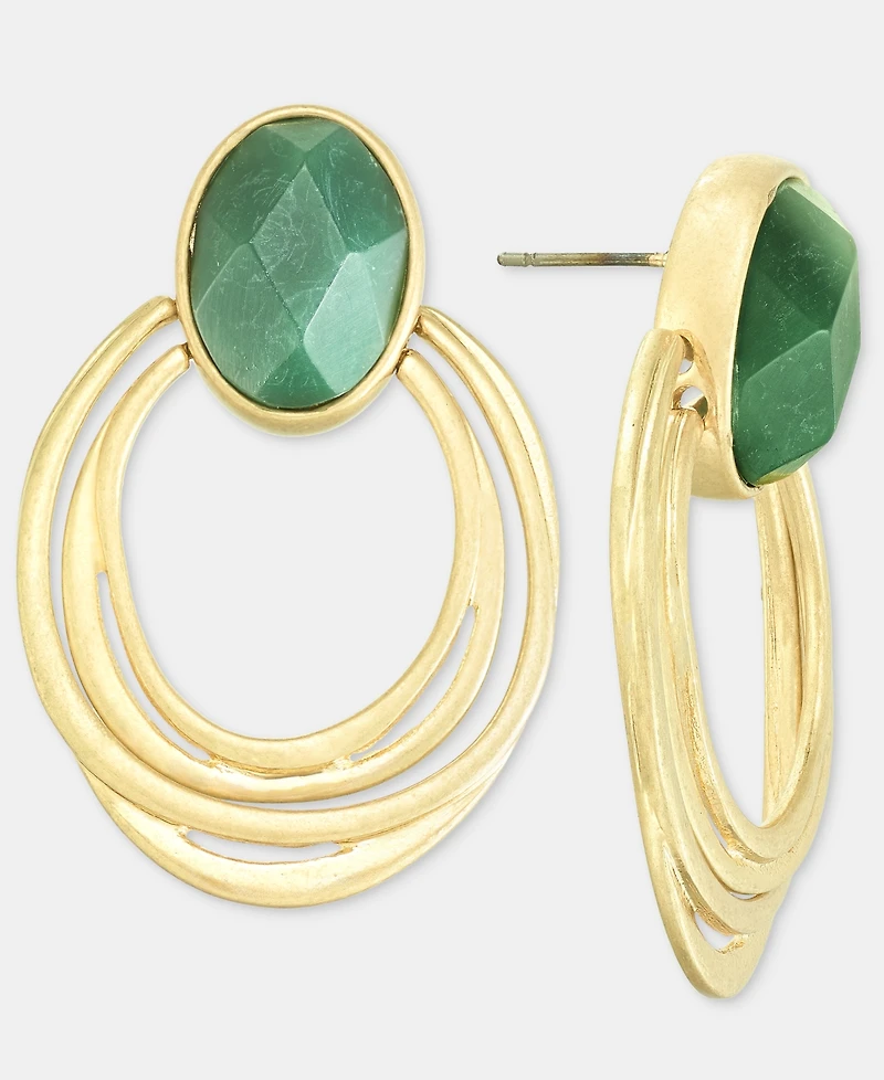 Style & Co Stone Triple-Row Drop Hoop Earrings, Macy's Exclusive