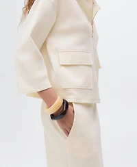 Mango Women's Pockets Three-Quarter Sleeve Jacket