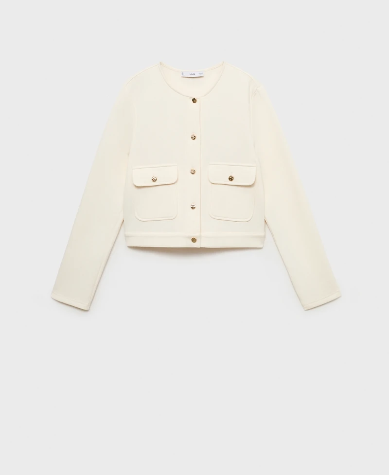 Mango Women's Pockets Cotton Cropped Jacket