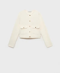Mango Women's Pockets Cotton Cropped Jacket