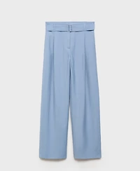 Mango Women's Belted Paper Bag Pants