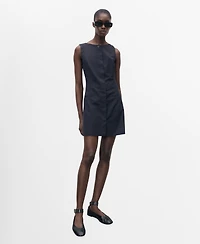 Mango Women's Concealed Buttons Pinstripe Dress