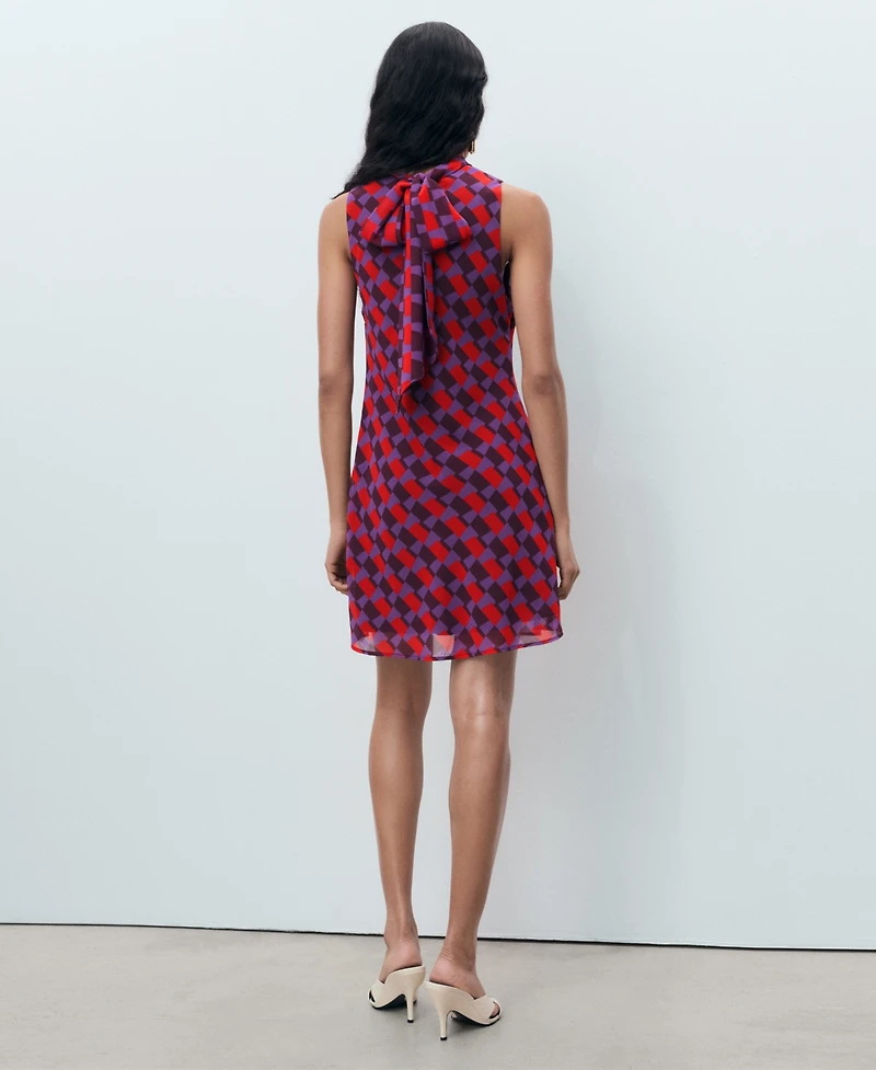 Mango Women's Bow Detail Printed Dress
