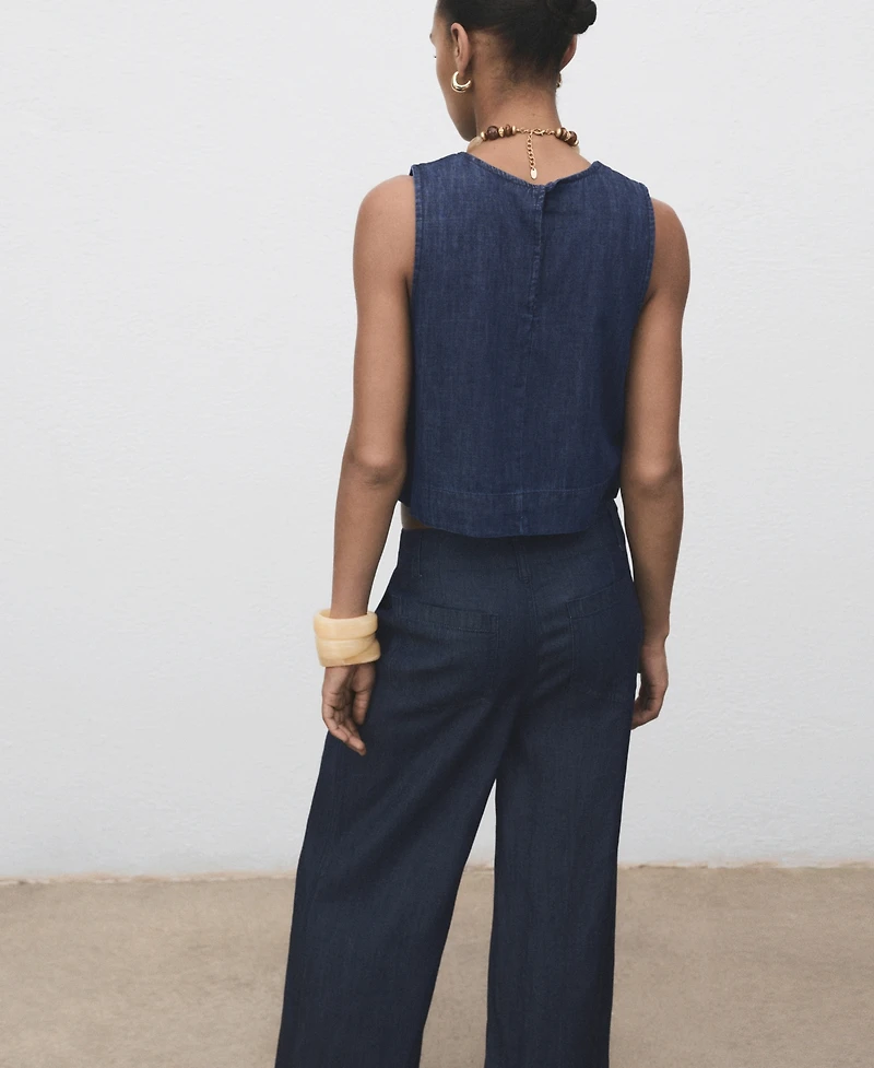 Mango Women's Denim Crop Top