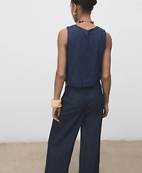 Mango Women's Denim Crop Top