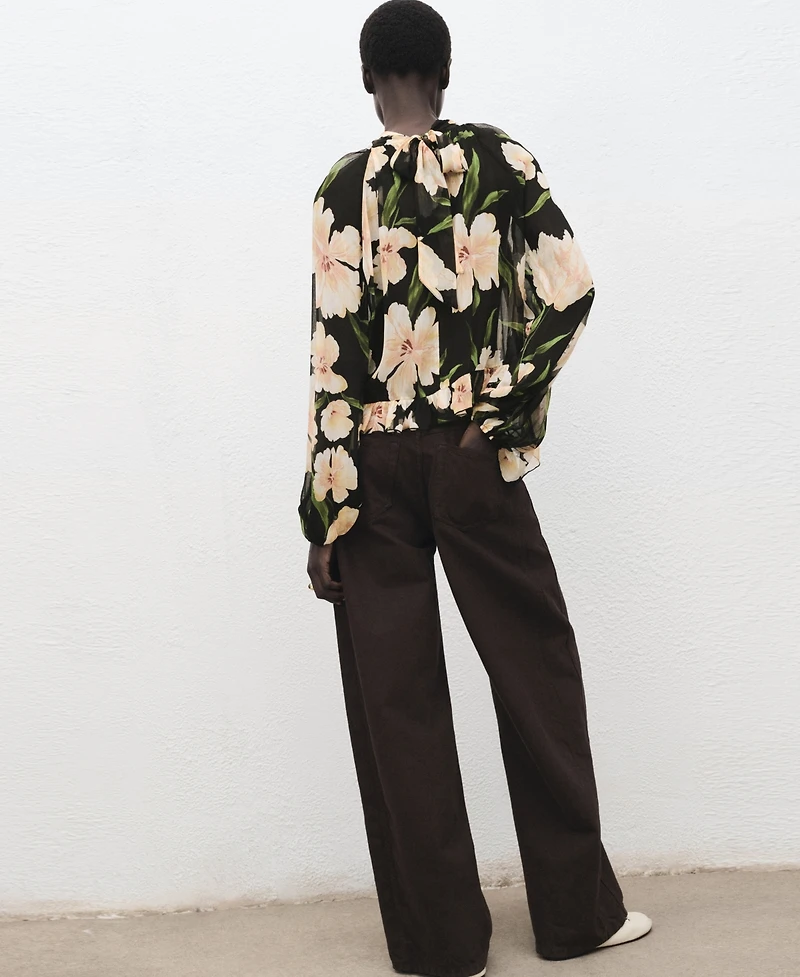 Mango Women's Semi-Transparent Floral Blouse