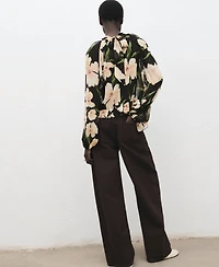 Mango Women's Semi-Transparent Floral Blouse