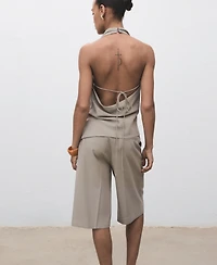 Mango Women's Asymmetrical Open-Back Top
