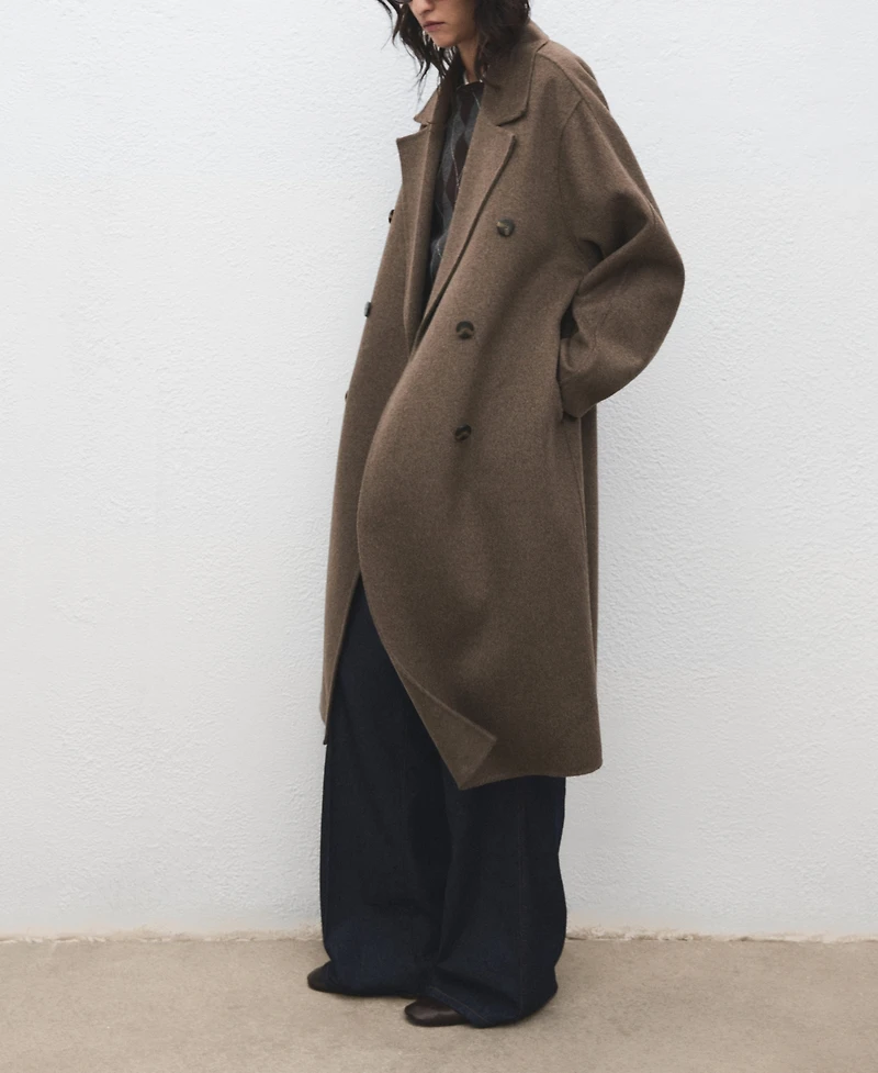 Mango Women's Handmade Oversized Wool Coat