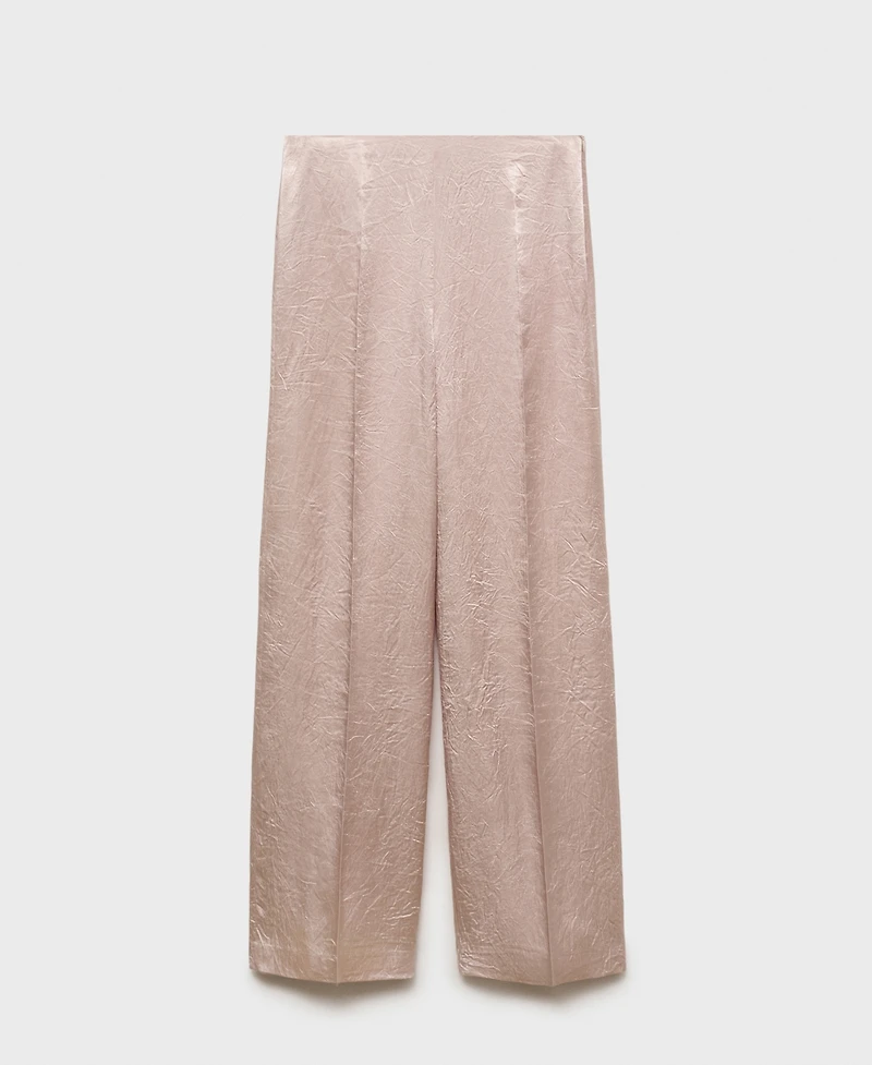Mango Women's Satin Crinkle-Effect Pants