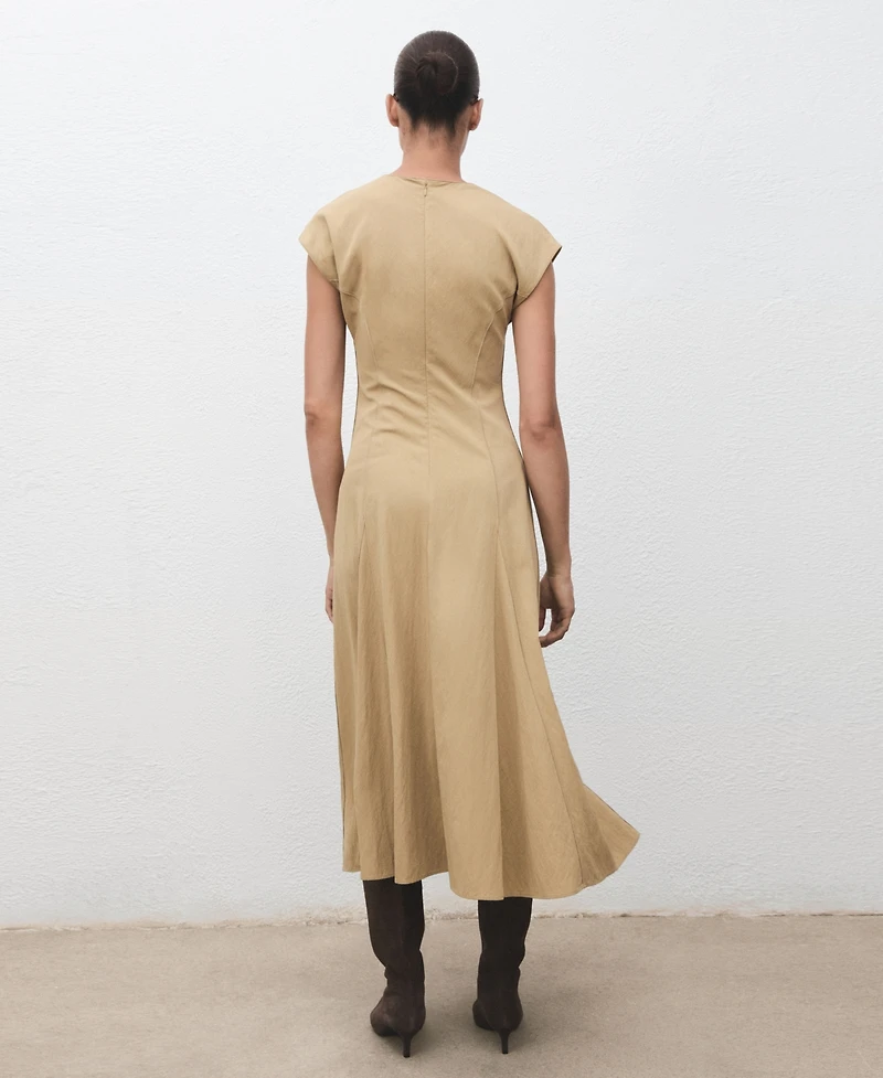 Mango Women's Stitching Detail V-Neck Dress