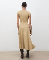 Mango Women's Stitching Detail V-Neck Dress