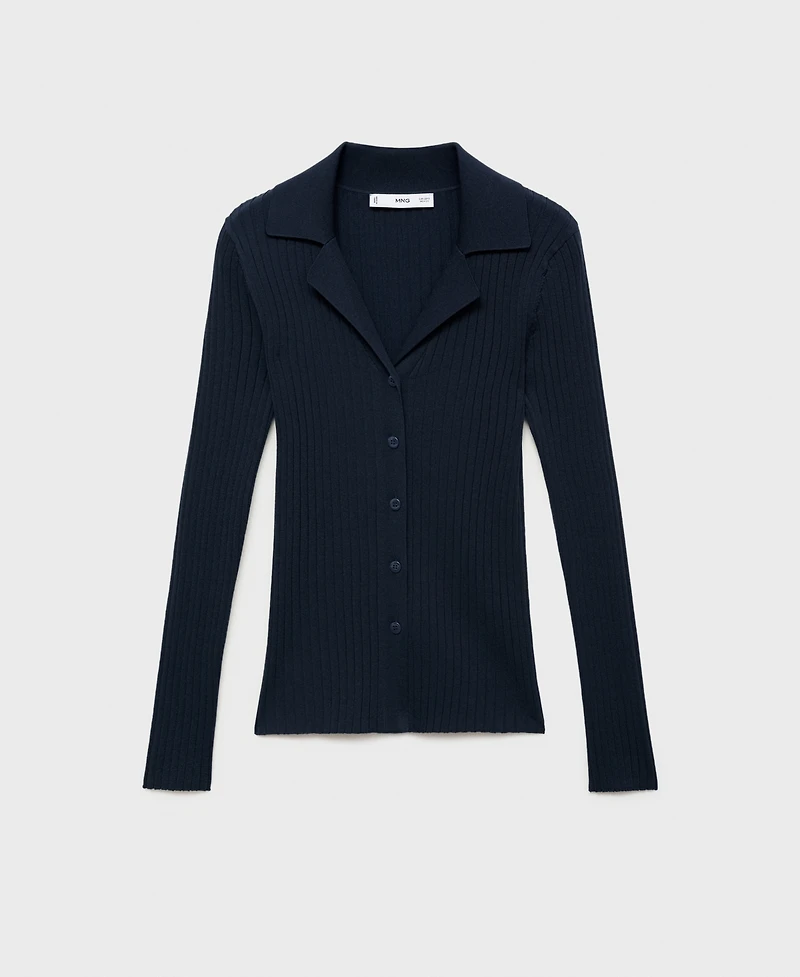 Mango Women's Ribbed Lapel Cardigan
