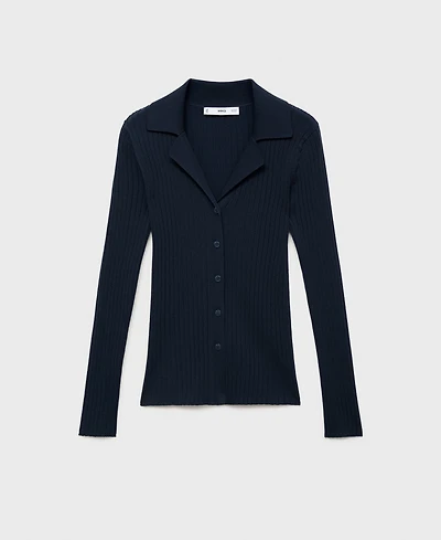 Mango Women's Ribbed Lapel Cardigan