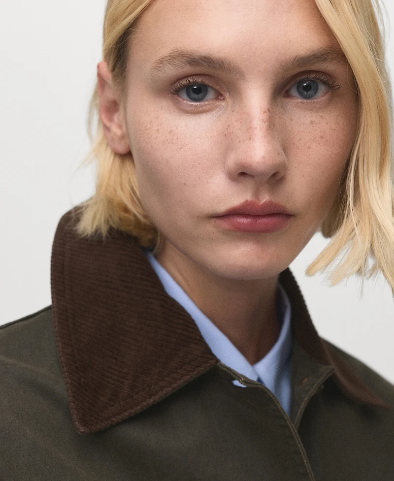 Mango Women's Corduroy Collar Denim Jacket