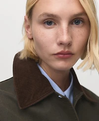 Mango Women's Corduroy Collar Denim Jacket