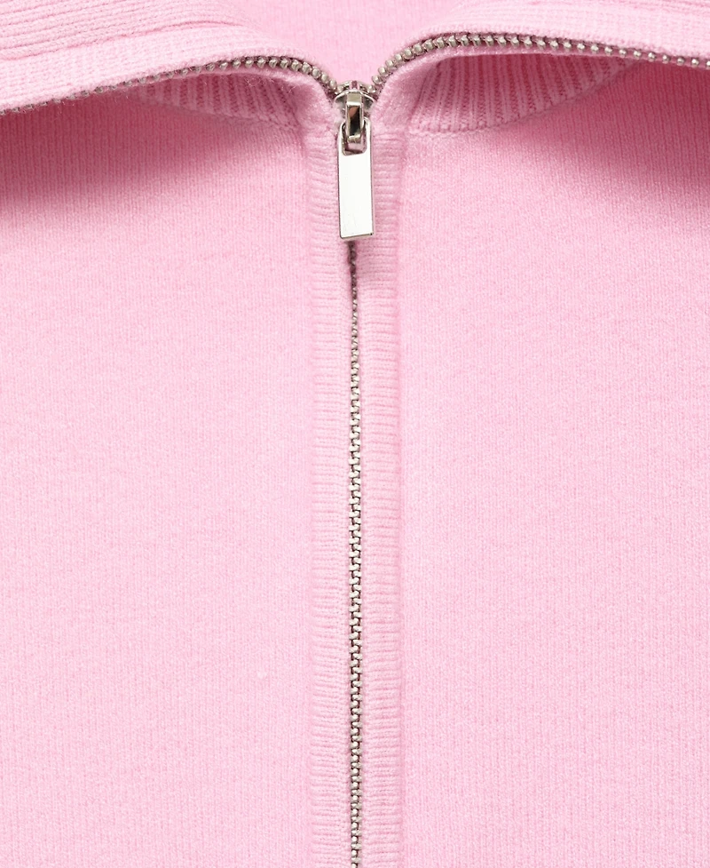 Mango Women's Zip Collar Knitted Sweater