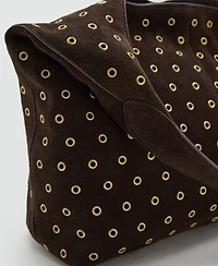 Mango Women's Eyelets Detail Suede Shopper Bag