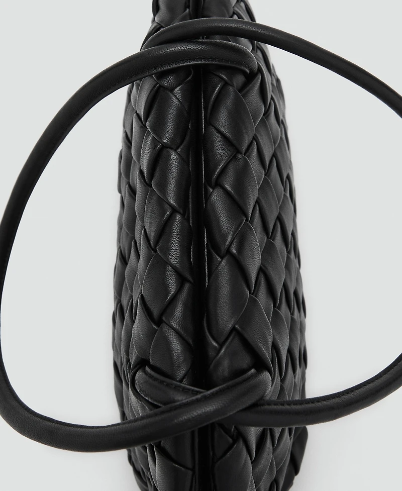 Mango Women's Braided Leather Shoulder Bag