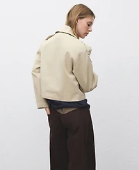 Mango Women's Double-Breasted Cropped Trench Coat