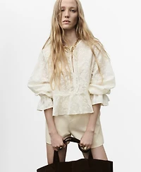 Mango Women's Embroidered Lyocell Blouse