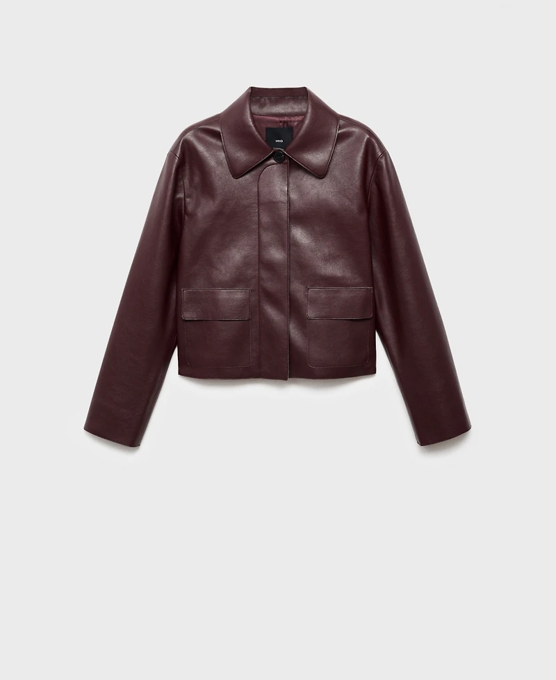 Mango Women's Pockets Leather-Effect Jacket