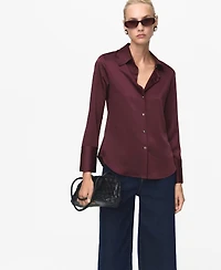 Mango Women's Satin Finish Flowy Shirt