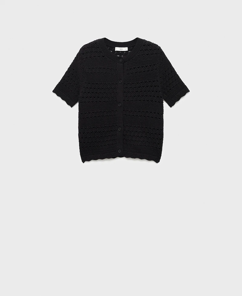Mango Women's Short-Sleeved Crochet Cardigan