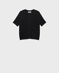 Mango Women's Short-Sleeved Crochet Cardigan