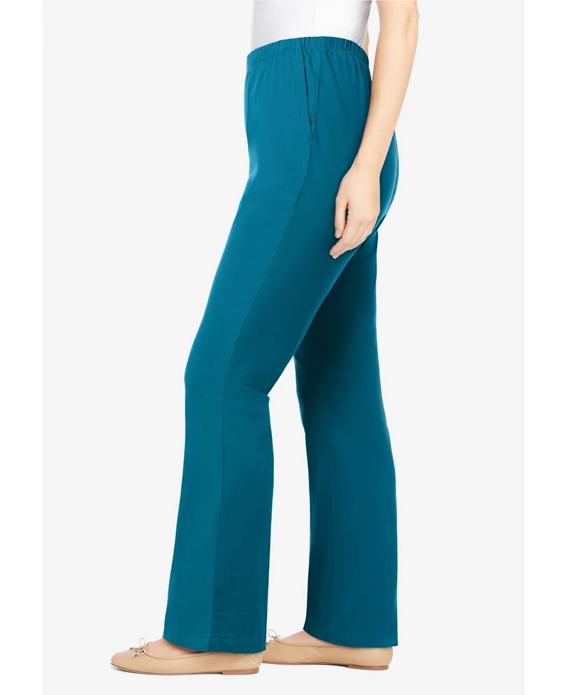 Woman Within Women's Fineline Stretch Denim Pull-On Bootcut Jeans