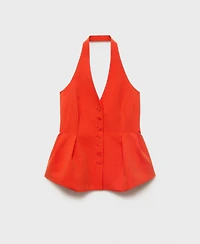 Mango Women's Halter-Neck Peplum Vest