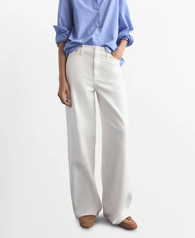 Mango Women's Low-Rise Wide-Leg Jeans