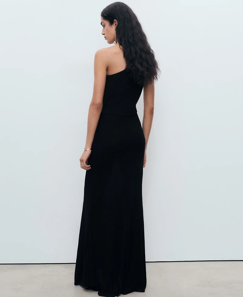 Mango Women's Asymmetrical Combined-Knit Dress