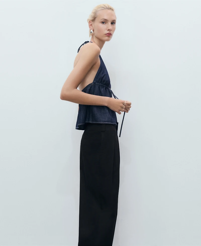 Mango Women's Buttons Cotton Pants