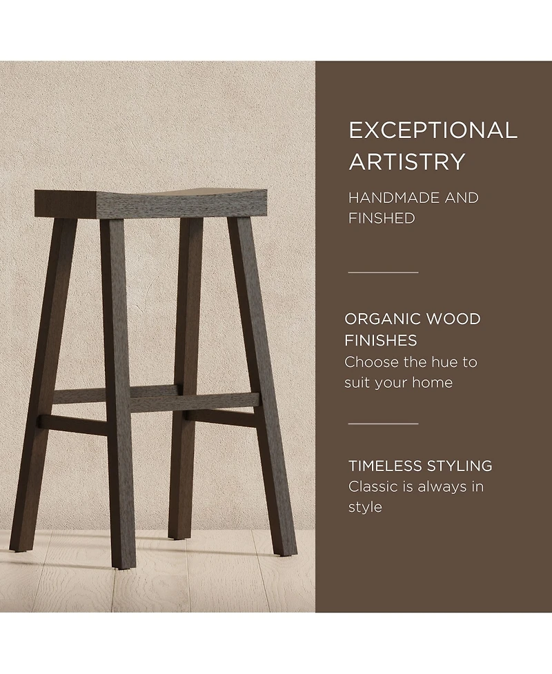 Maven Lane Vincent Wooden Rustic Aesthetic Kitchen Bar Stool, set of 2