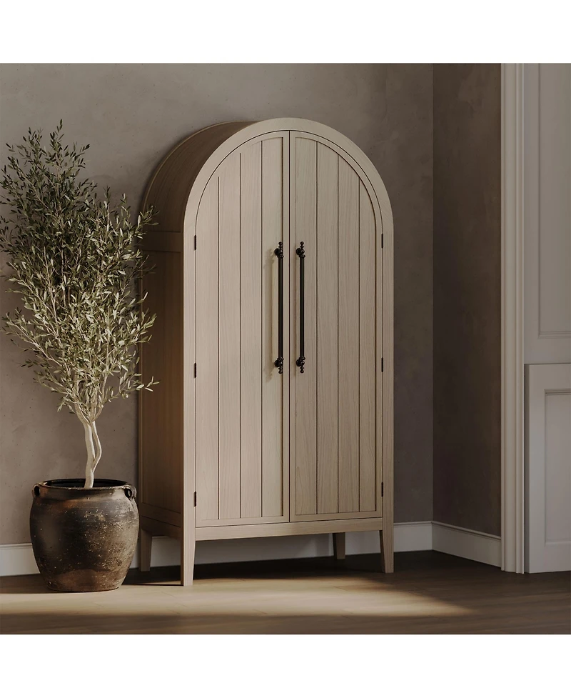 Maven Lane Selene Classical Wooden Cabinet in Antiqued White Finish