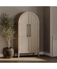 Maven Lane Selene Classical Wooden Cabinet in Antiqued White Finish