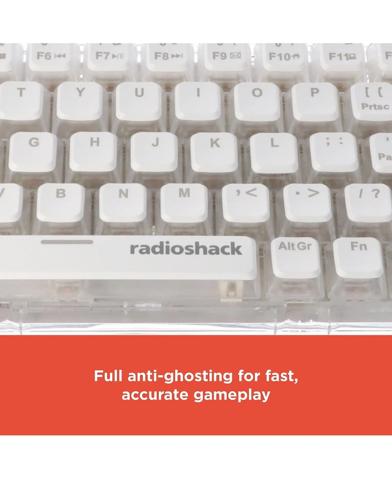 RadioShack Wired Usb A Transparent Mechanical Gaming Backlit Keyboard 2607148